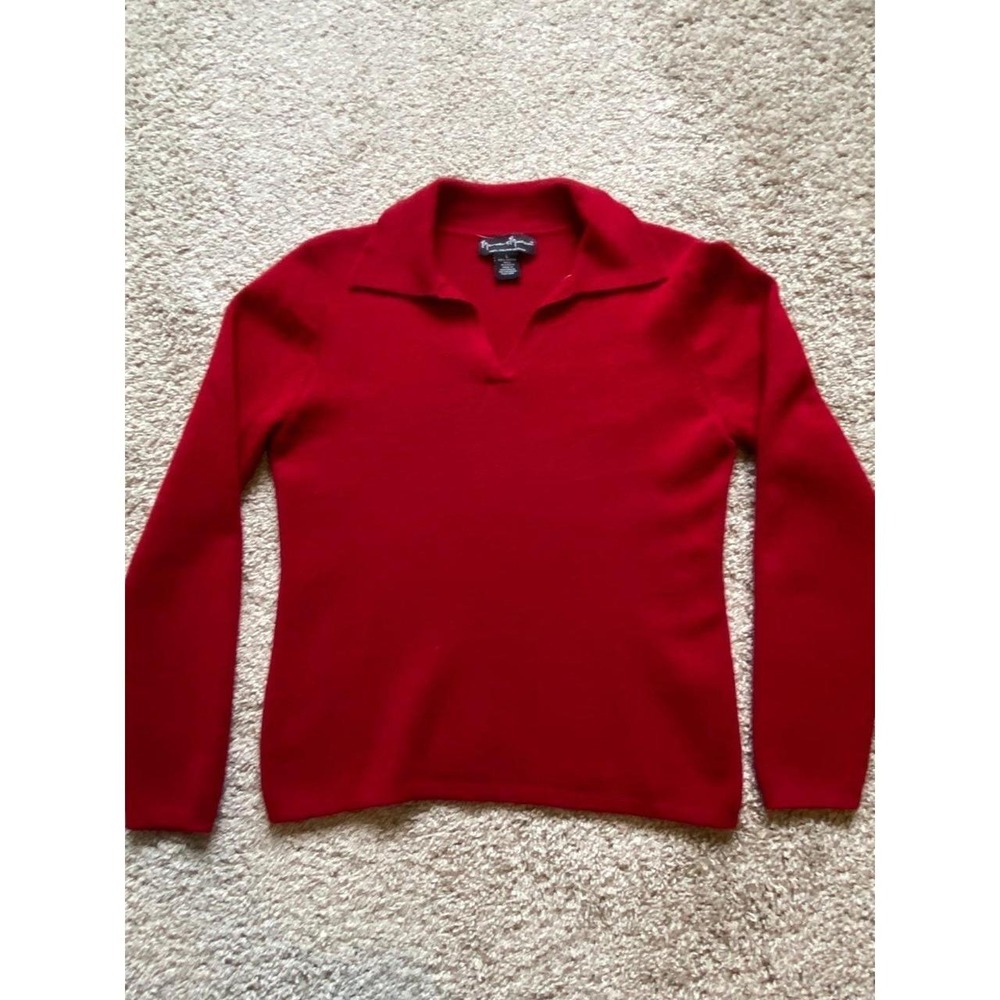 Italian Merino Wool Sweater V Neck Women Large Mercer & Madison Preppy sku5
